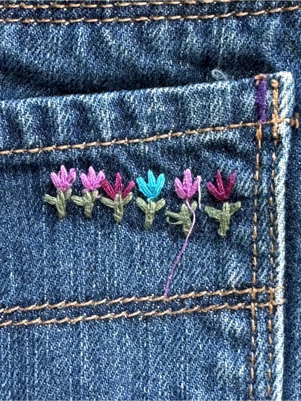 OshKosh B'gosh Dark Blue Denim Shorts with Floral Embroidery
